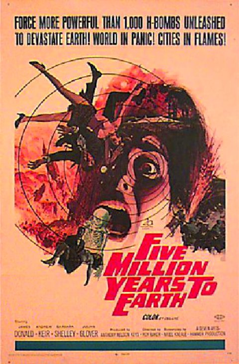 Five Million Years to Earth Original 1967 U.S. One Sheet Movie Poster