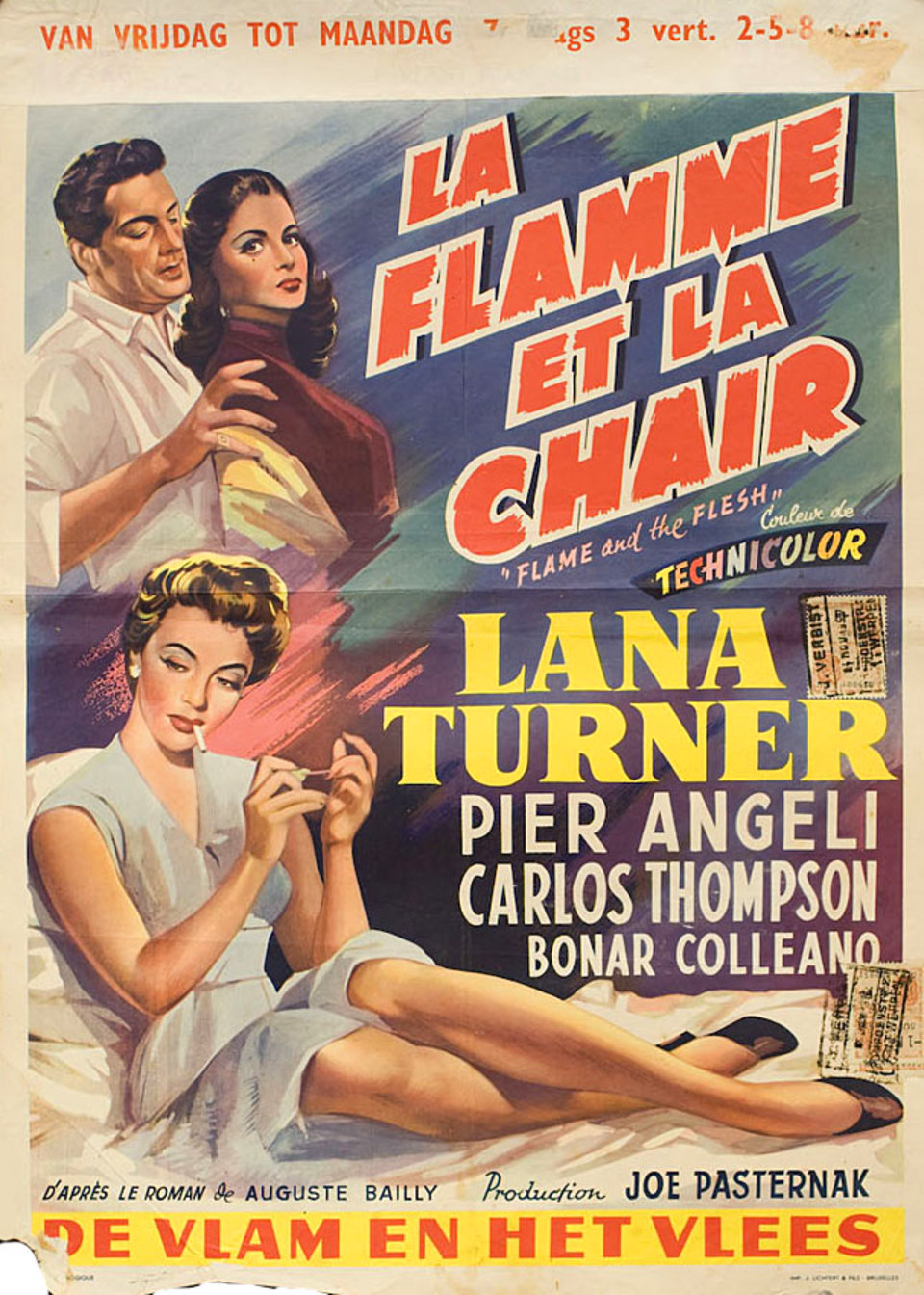 Flame and the Flesh Original 1962 Belgian Movie Poster