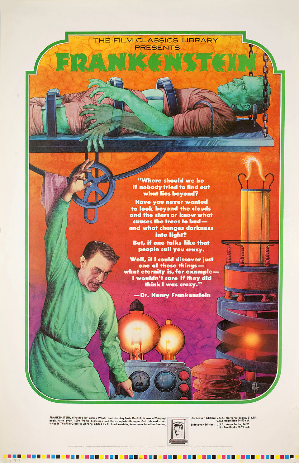 Frankenstein R1974 U.S. Book Poster