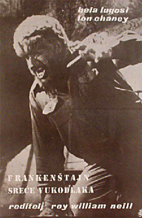 Frankenstein Meets the Wolf Man Original 1960s Yugoslav B2 Movie Poster