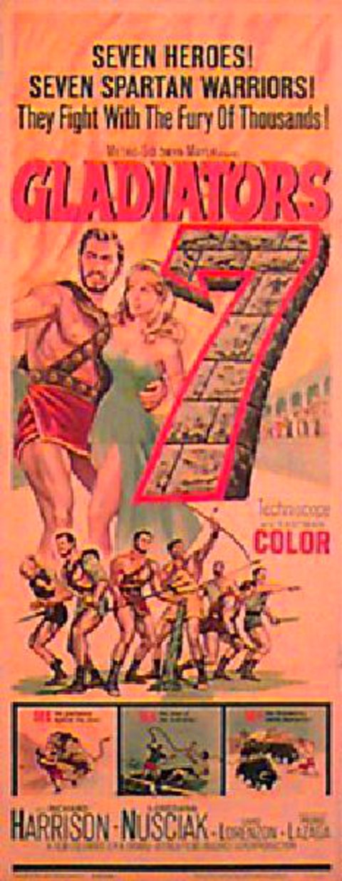 Gladiators 7 Original 1963 U.S. Insert Movie Poster