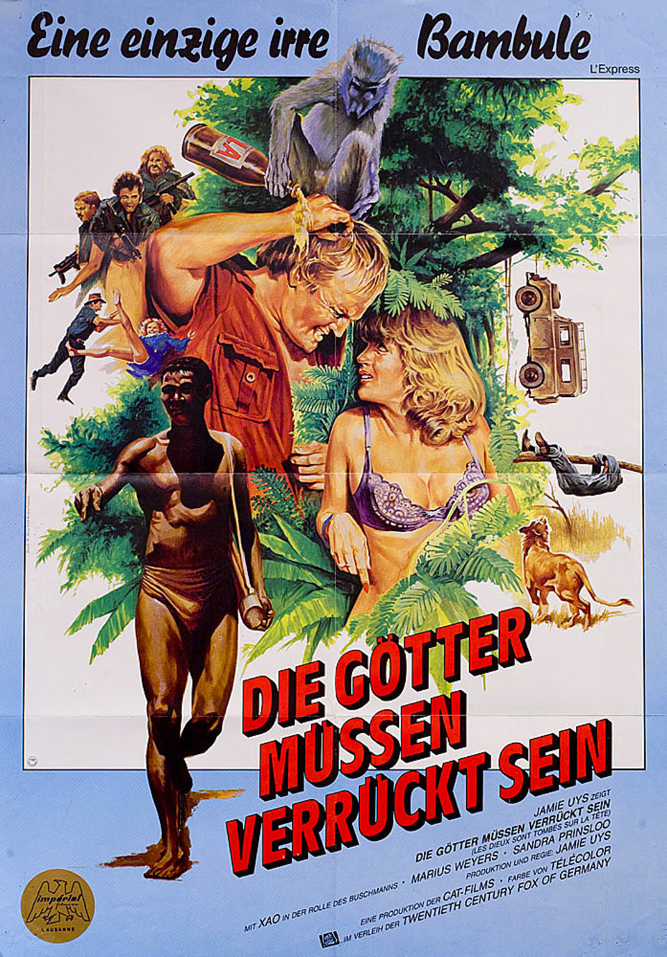 The Gods Must Be Crazy Original 1980 German A1 Movie Poster