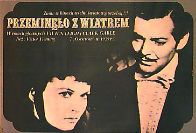 Gone with the Wind Original R1970s Polish B1 Movie Poster