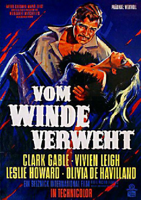 Gone with the Wind Original R1960s German A1 Movie Poster