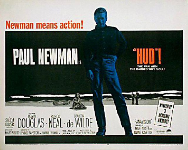 Hud Original R1967 U.S. Half Sheet Movie Poster