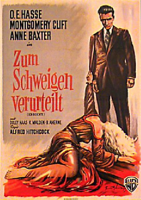 I Confess Original R1954 German A1 Movie Poster