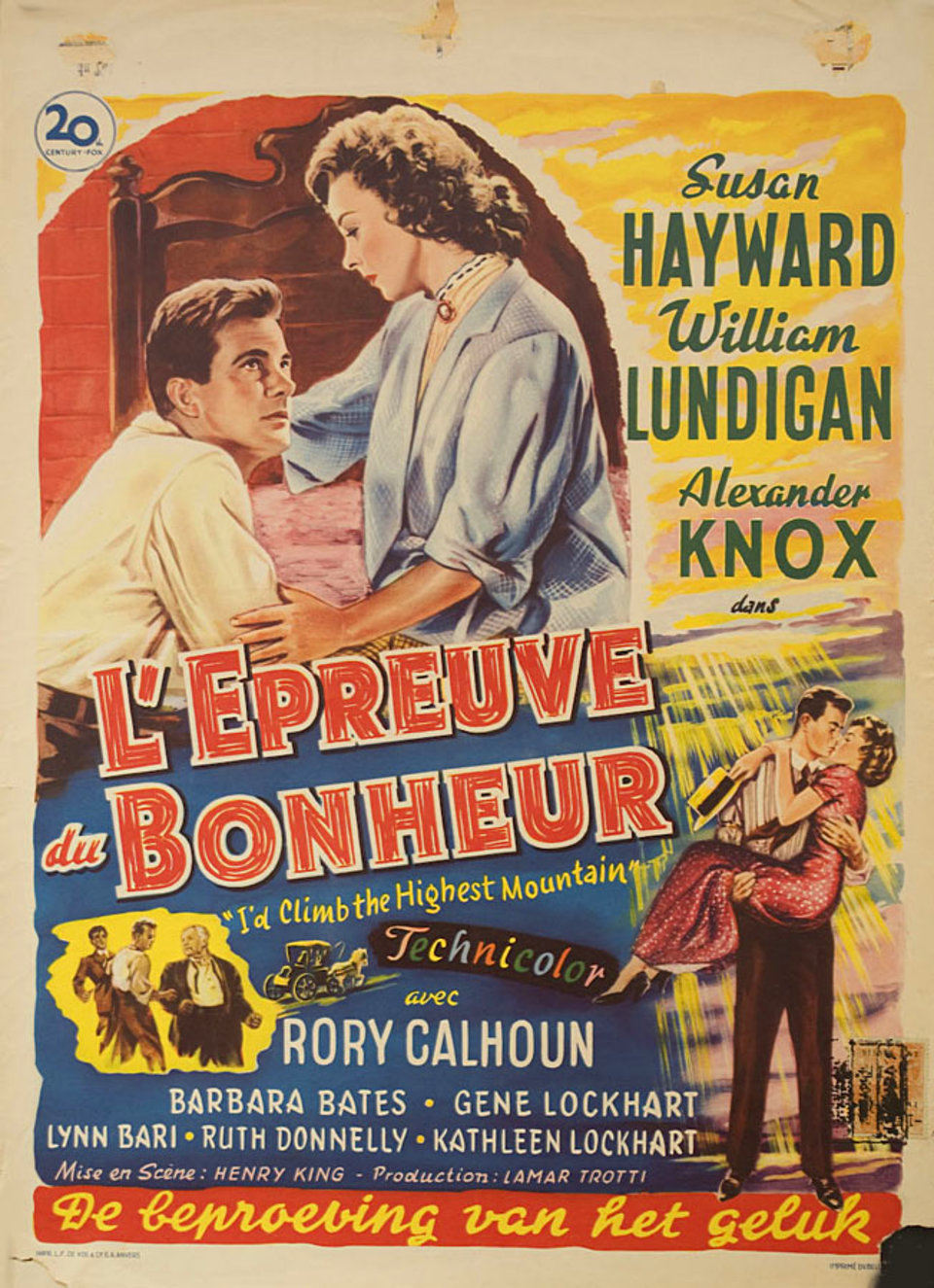 I'd Climb the Highest Mountain Original 1951 Belgian Movie Poster