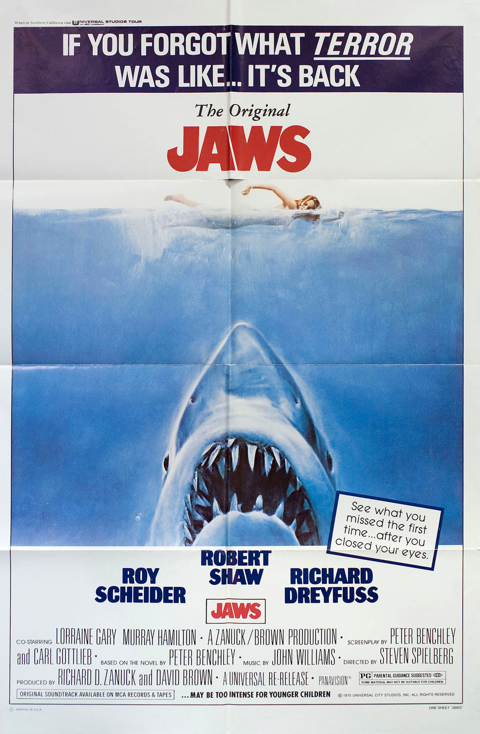 Jaws Original R1975 U.S. One Sheet Movie Poster