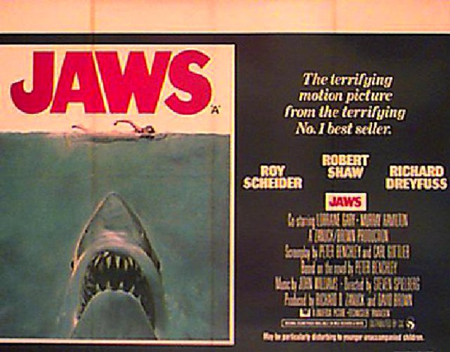 Jaws Original 1975 British Quad Movie Poster