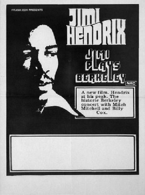 Jimi Plays Berkeley Original 1971 Australian Mini Movie Poster