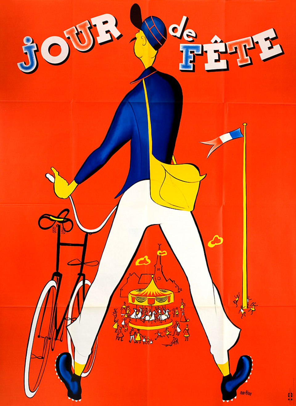 Jour de fete Original R1960s French Grande Movie Poster