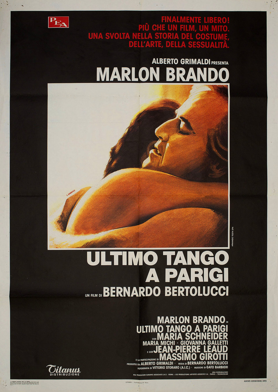 Last Tango in Paris Original R1980s Italian Due Foglio Movie Poster