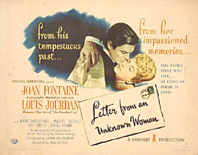 Letter from an Unknown Woman Original 1948 U.S. Half Sheet Movie Poster