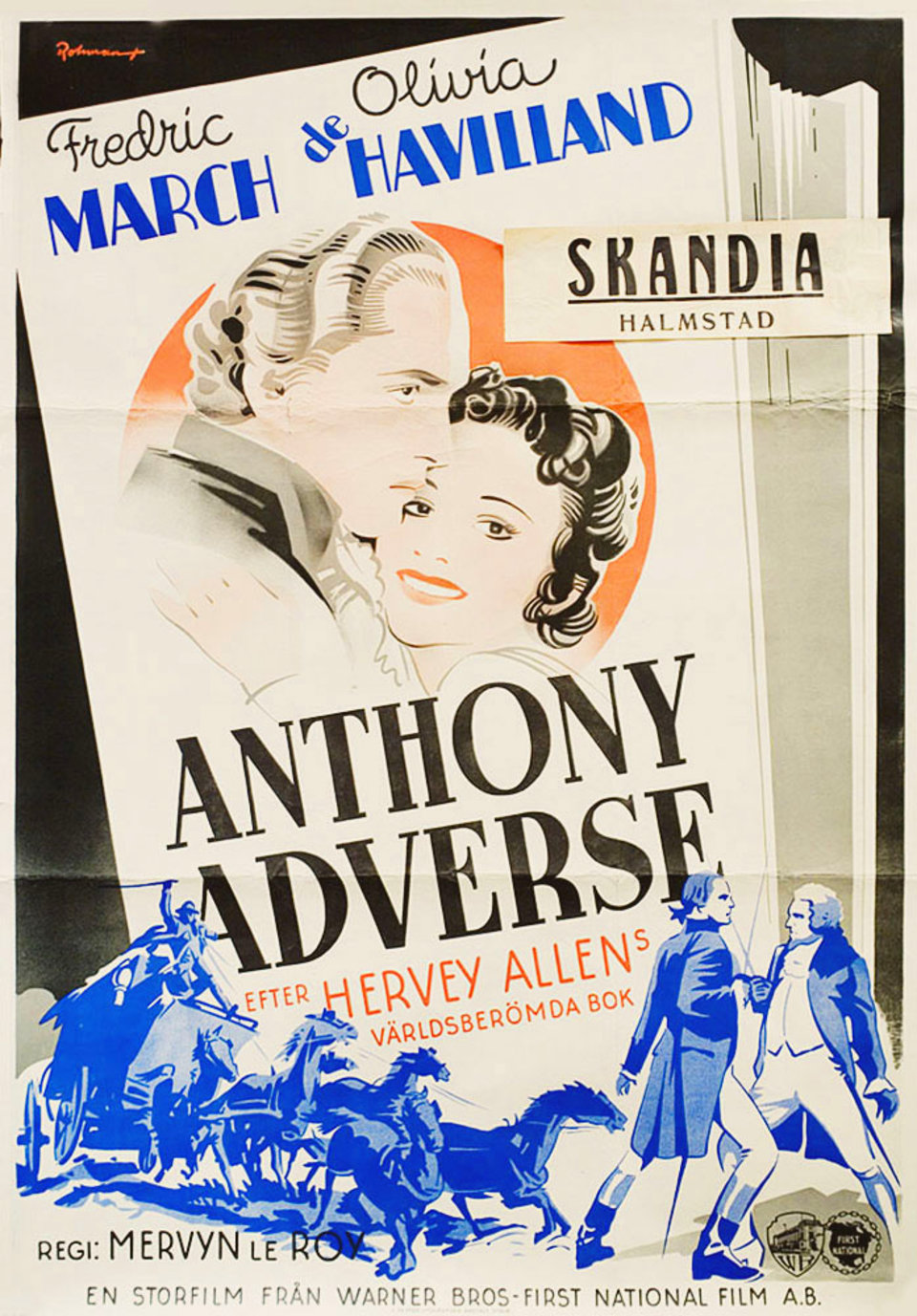 Anthony Adverse Original 1936 Swedish B1 Movie Poster