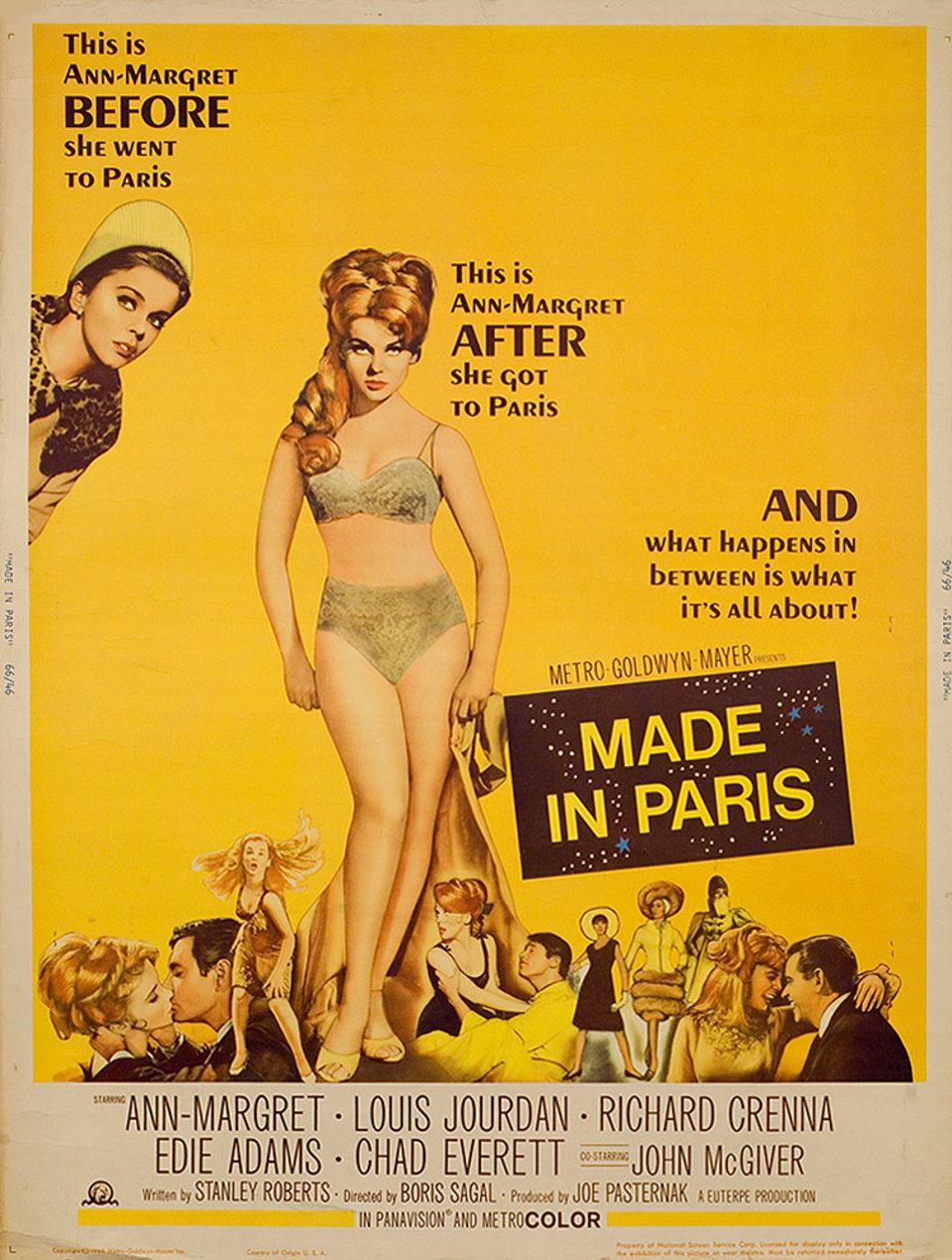 Made in Paris Original 1964 U.S. 30 by 40 Movie Poster