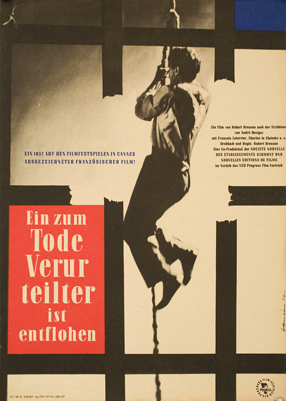 A Man Escaped Original 1957 East German A4 Mini Movie Poster
