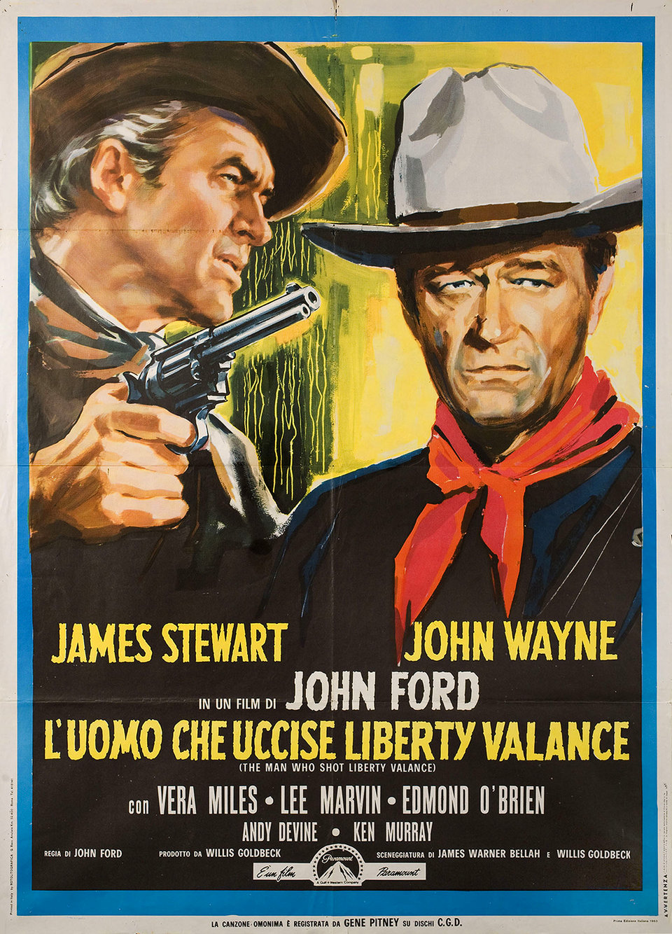 The Man Who Shot Liberty Valance Original 1963 Italian Due Foglio Movie Poster