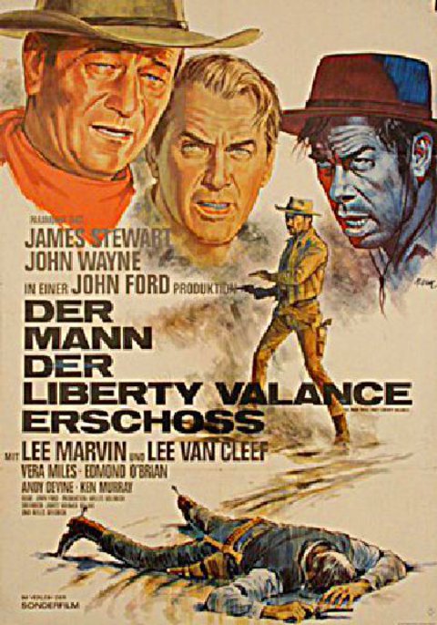 The Man Who Shot Liberty Valance Original R1960s German A1 Movie Poster
