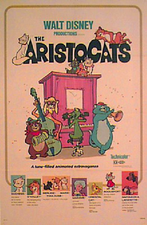 The AristoCats Original R1980 U.S. One Sheet Movie Poster