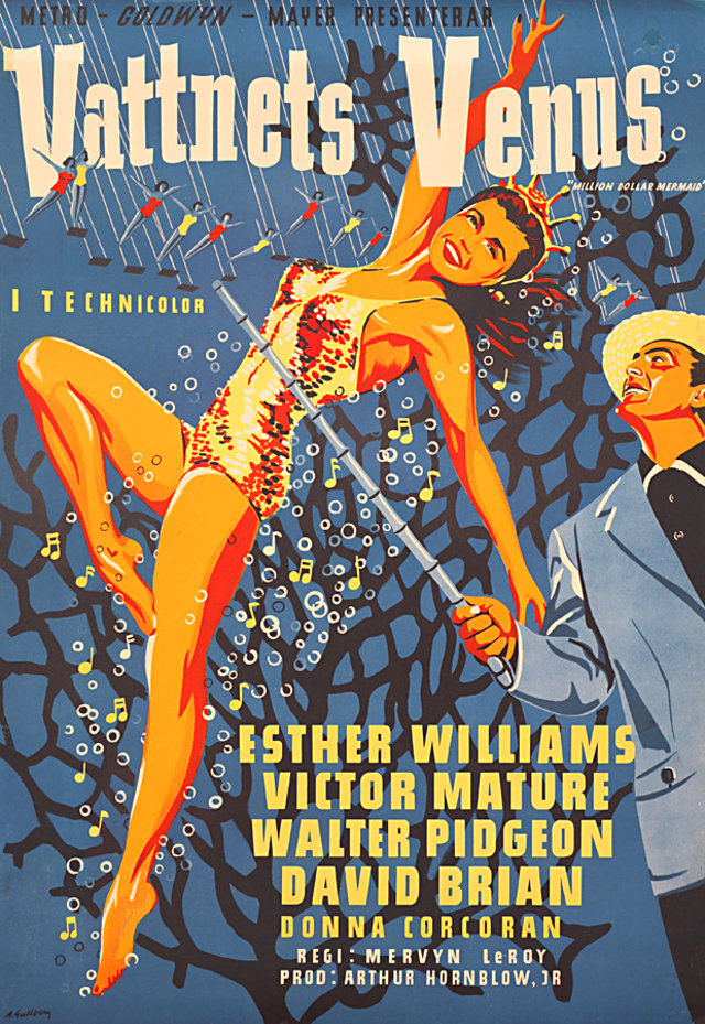 Million Dollar Mermaid Original 1952 Swedish B1 Movie Poster