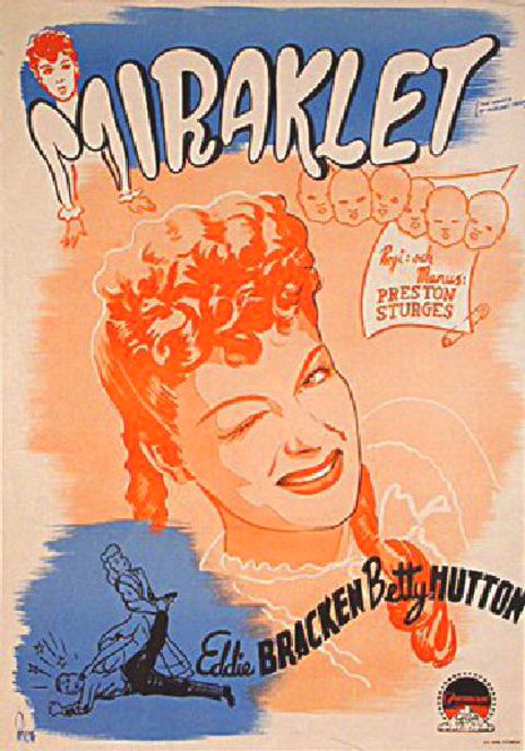 The Miracle of Morgan's Creek Original 1944 Swedish B1 Movie Poster