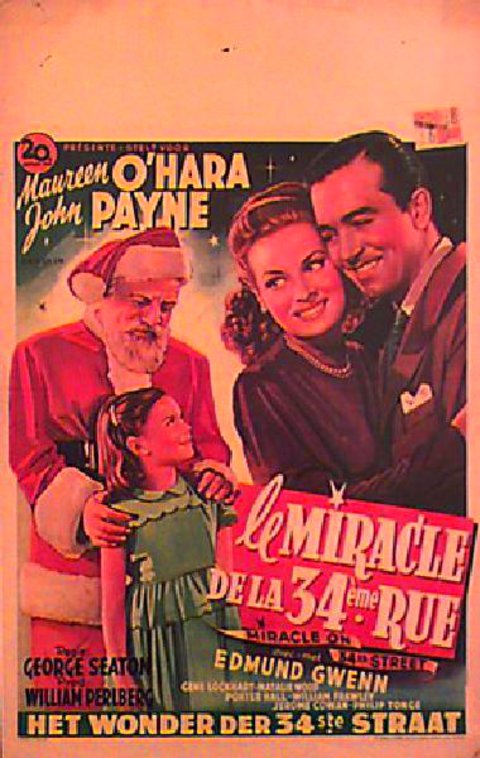 Miracle on 34th Street Original 1947 Belgian Movie Poster