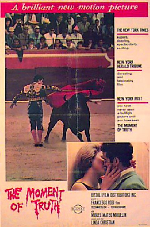 The Moment of Truth Original 1960s U.S. One Sheet Movie Poster