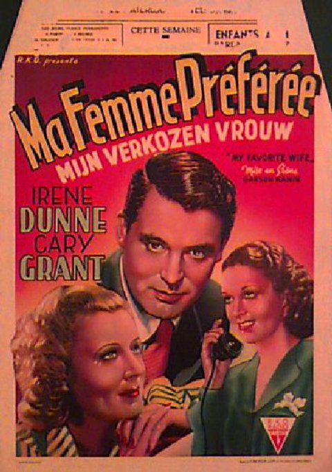 My Favorite Wife Original 1950s Belgian Movie Poster