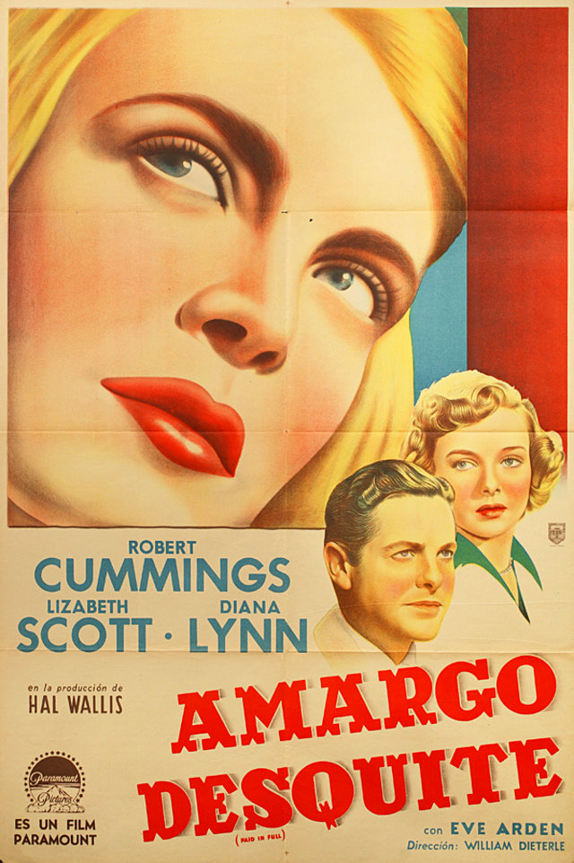 Paid in Full Original 1950 Argentine Movie Poster