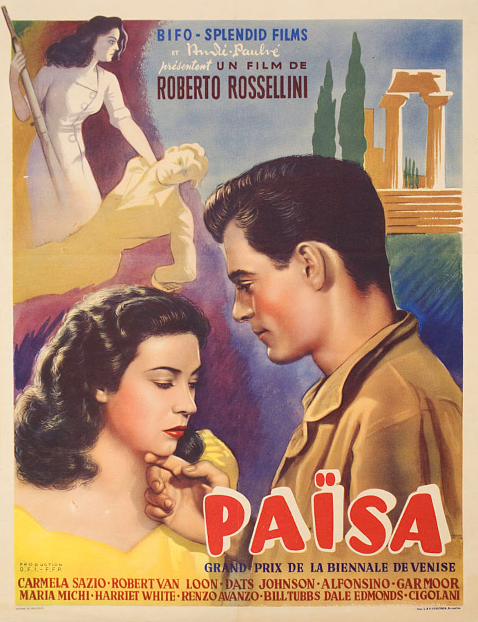Paisan Original 1946 Belgian Movie Poster