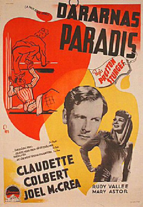 The Palm Beach Story Original 1942 Swedish B1 Movie Poster