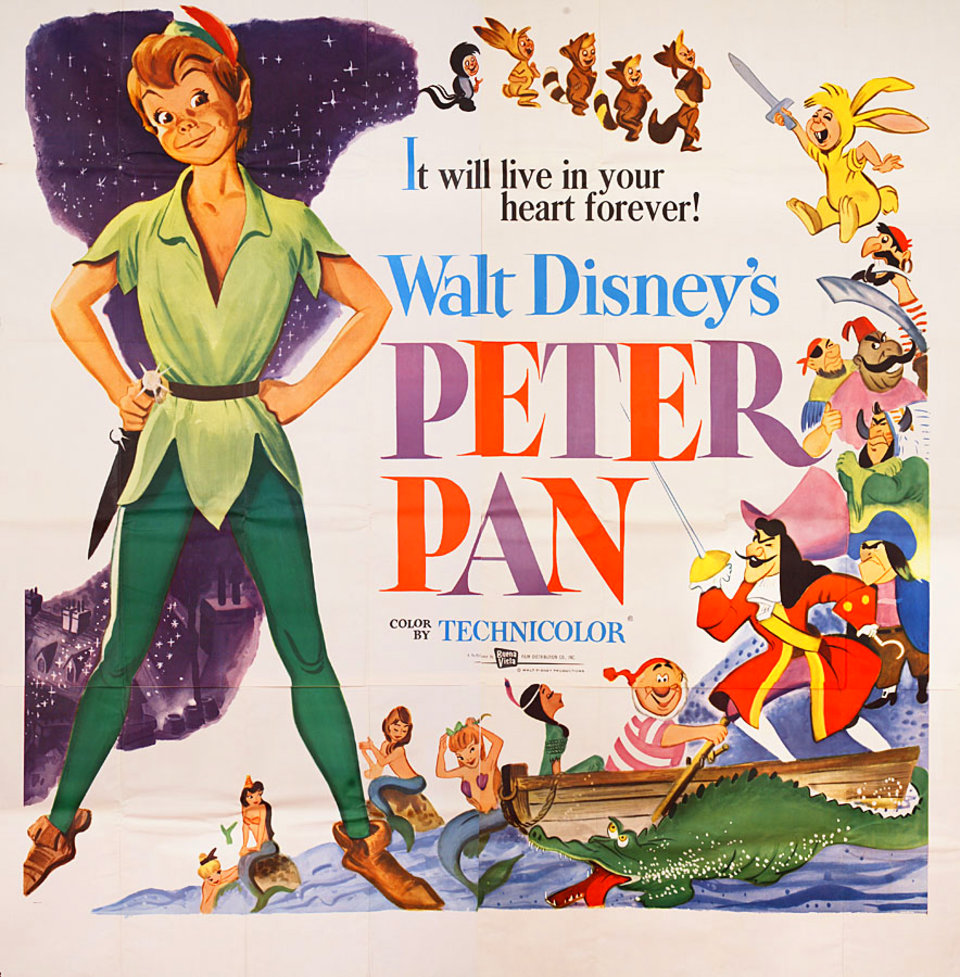 Peter Pan Original R1958 U.S. Six Sheet Movie Poster