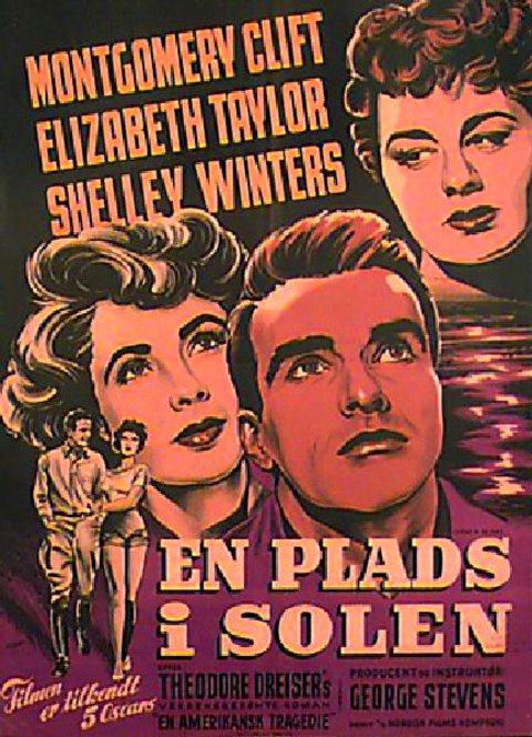A Place in the Sun Original 1951 Danish A1 Movie Poster