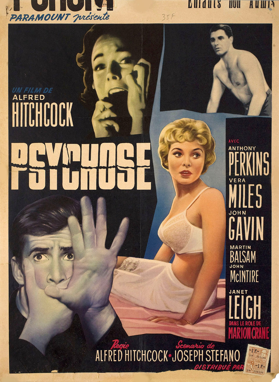 Psycho Original 1960 Belgian Movie Poster