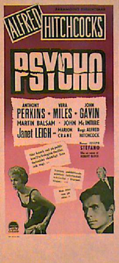 Psycho Original 1960 Swedish Stolpe Movie Poster