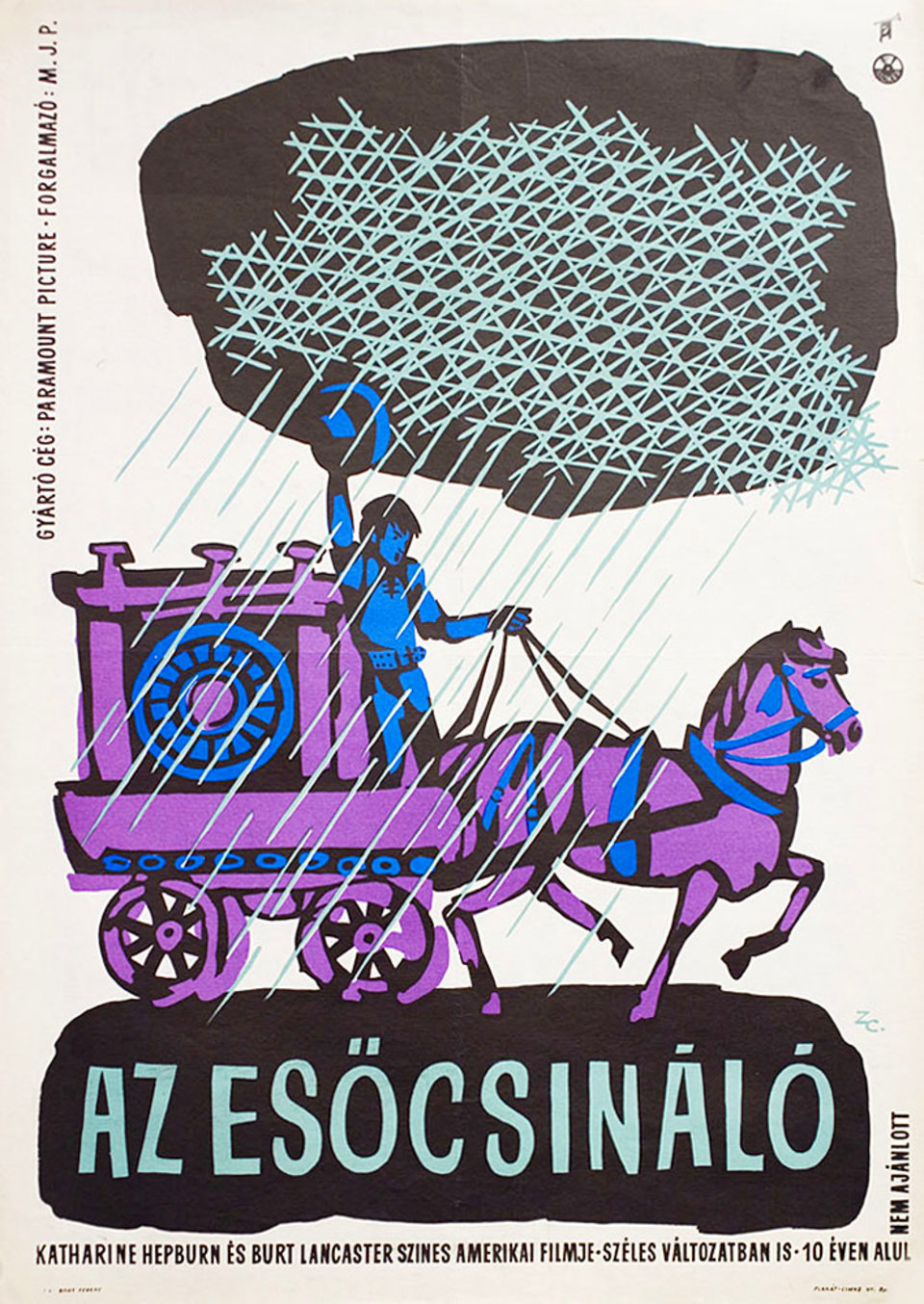 The Rainmaker Original 1960s Hungarian A2 Movie Poster