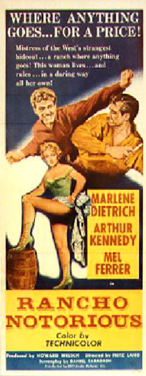 Rancho Notorious Original 1952 U.S. Insert Movie Poster