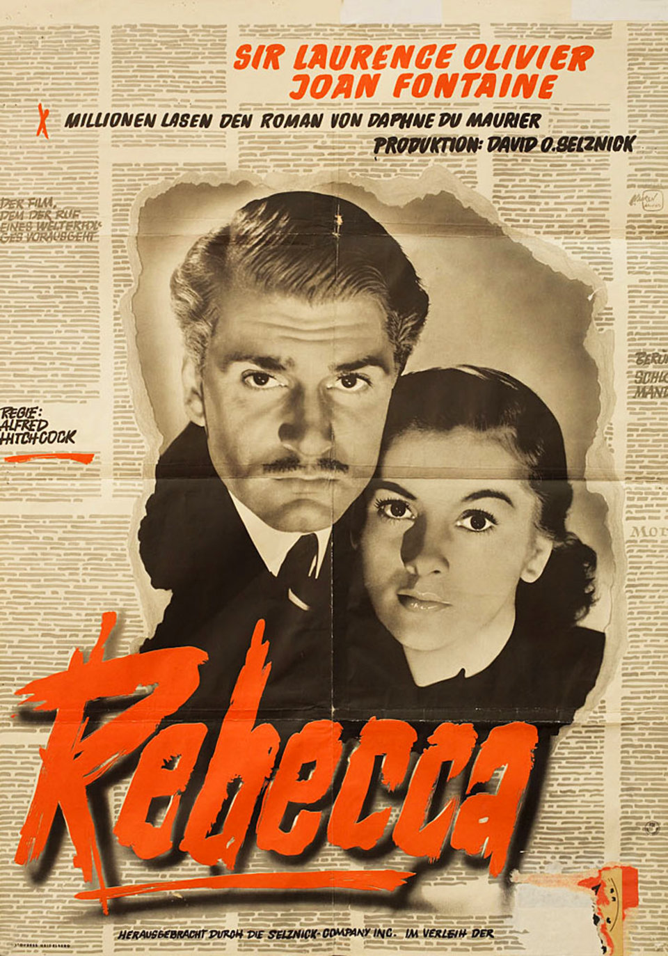 Rebecca Original R1960 German A1 Movie Poster