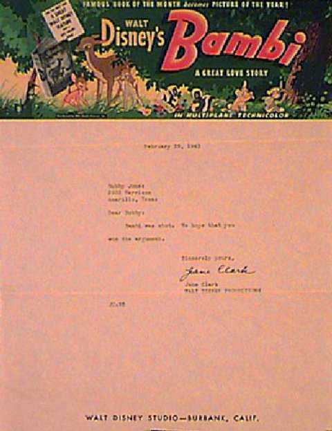 Bambi Original 1943 U.S. Letter