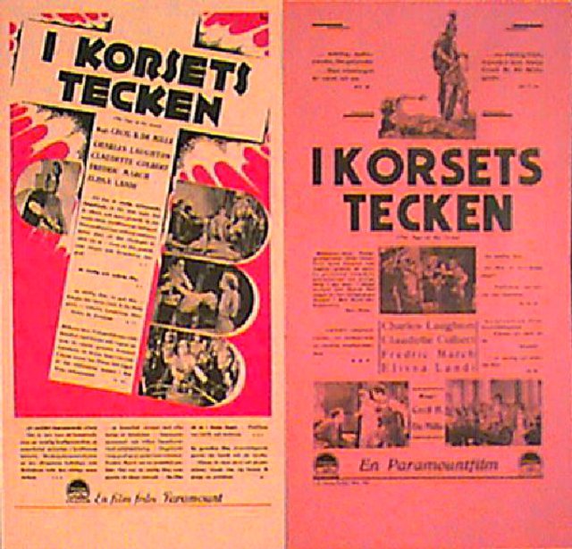 The Sign of the Cross Original 1934 Swedish Stolpe Movie Poster Set of 2