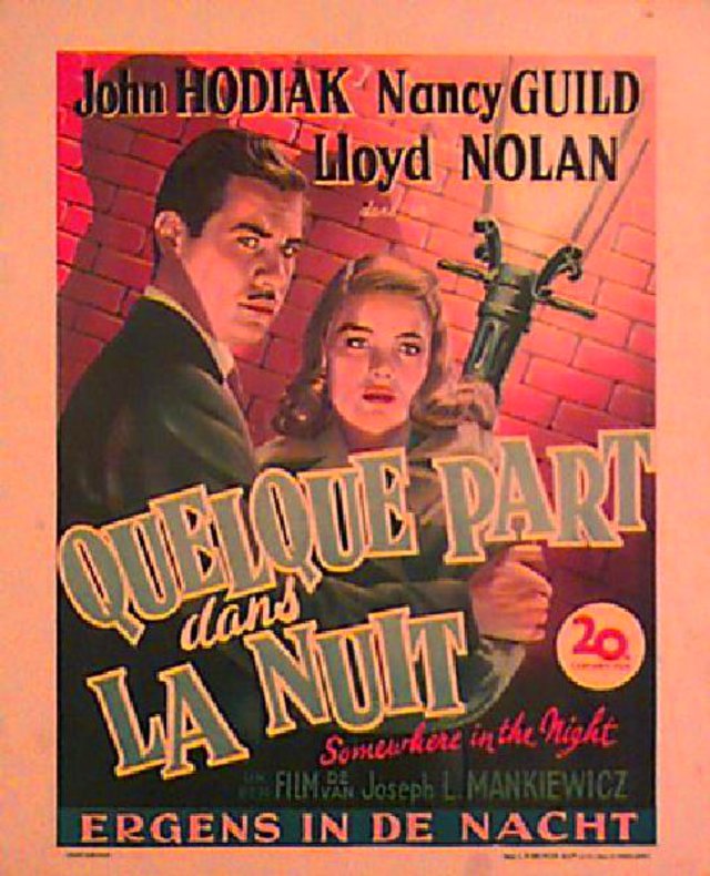 Somewhere in the Night Original 1946 Belgian Movie Poster