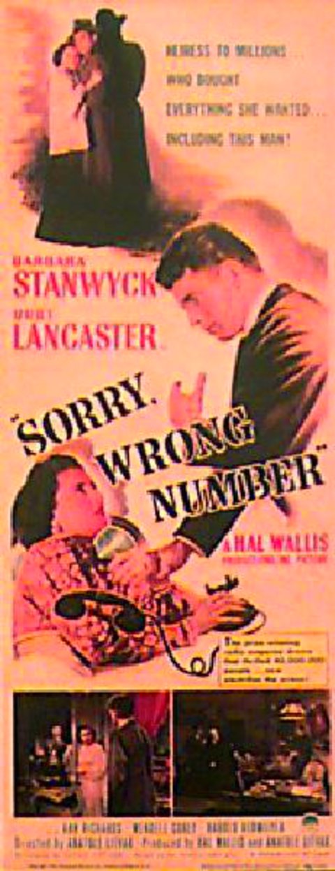 Sorry, Wrong Number Original 1948 U.S. Insert Movie Poster