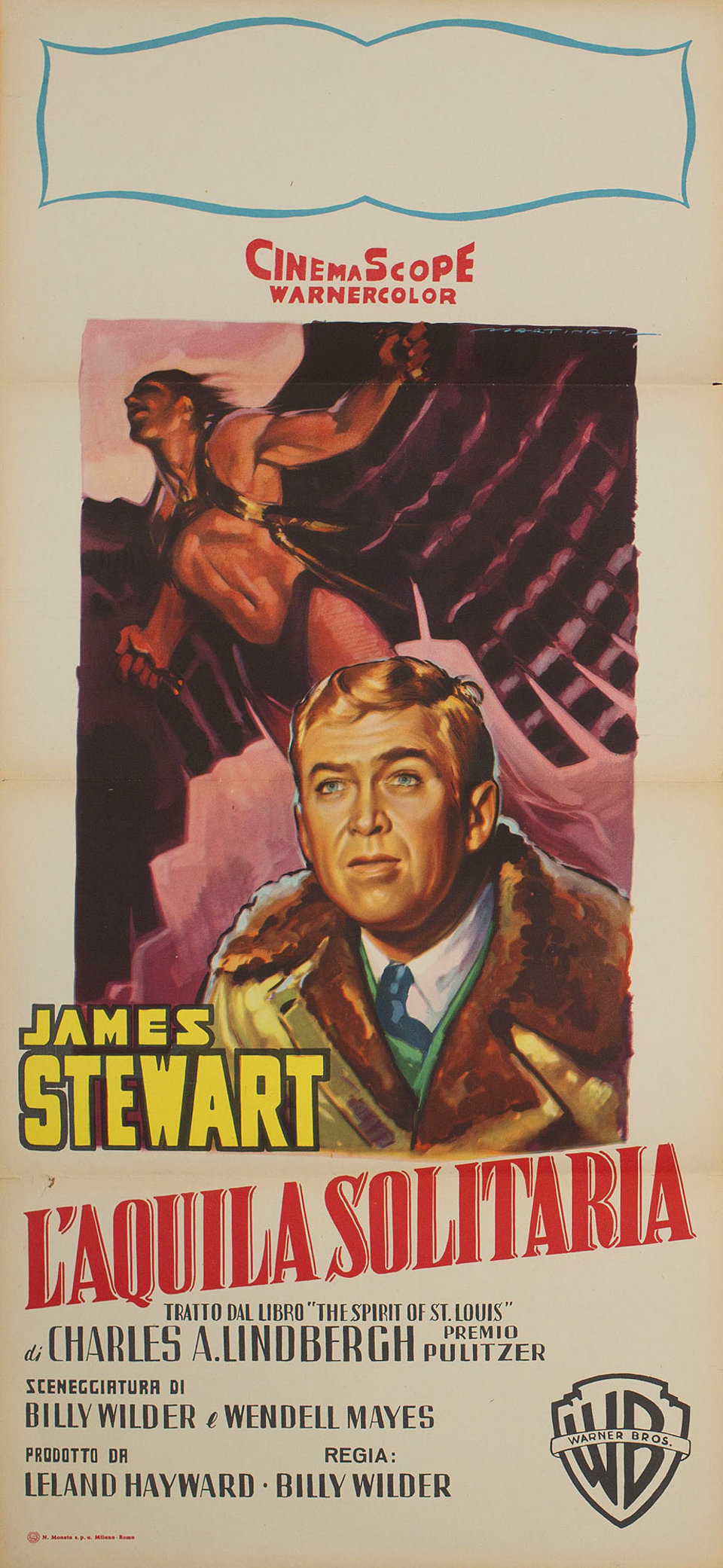 The Spirit of St. Louis Original 1957 Italian Locandina Movie Poster