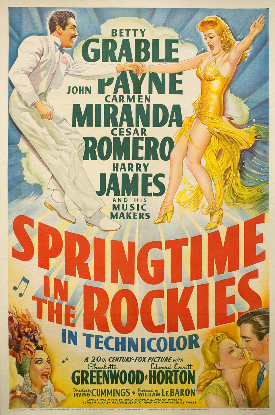 Springtime in the Rockies Original 1942 U.S. One Sheet Movie Poster