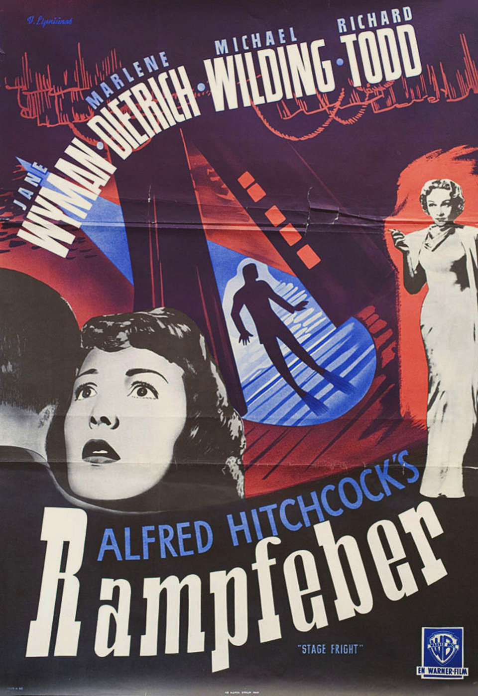 Stage Fright Original R1960 Swedish B1 Movie Poster