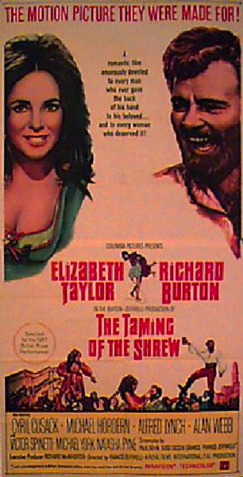 The Taming of the Shrew Original 1967 U.S. Three Sheet Movie Poster