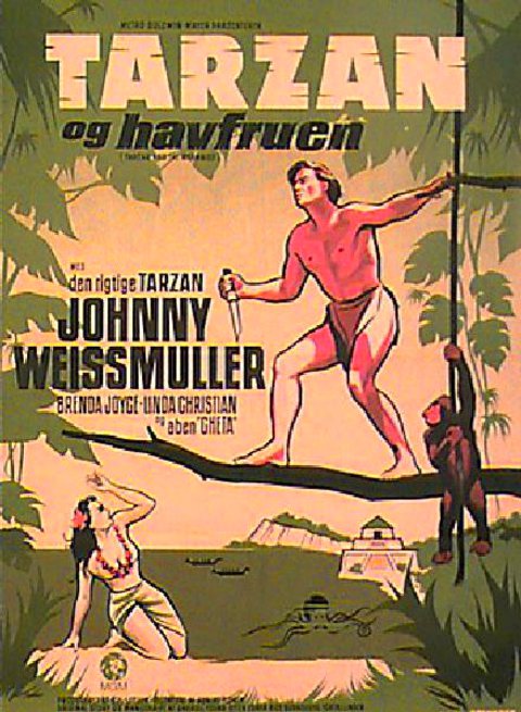 Tarzan and the Mermaids R1960s Danish A1 Poster