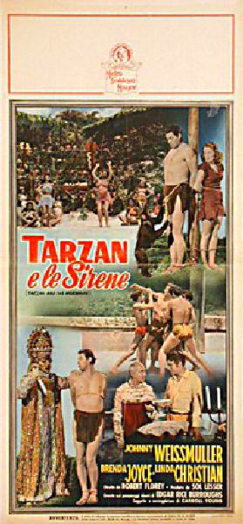 Tarzan and the Mermaids Original 1948 Italian Locandina Movie Poster