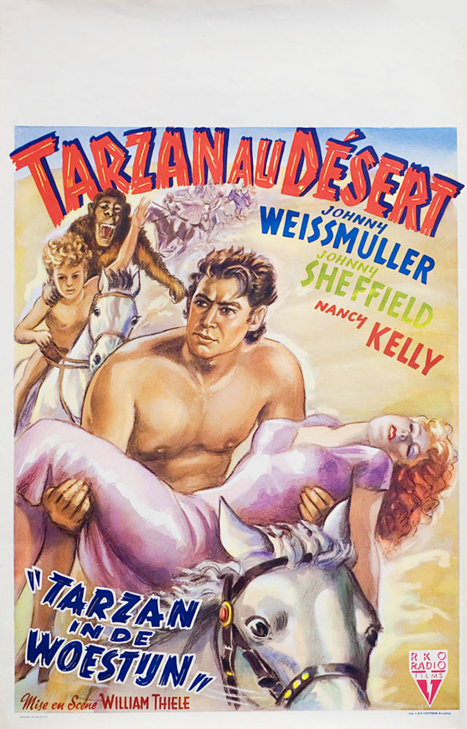 Tarzan's Desert Mystery 1940s Belgian Poster