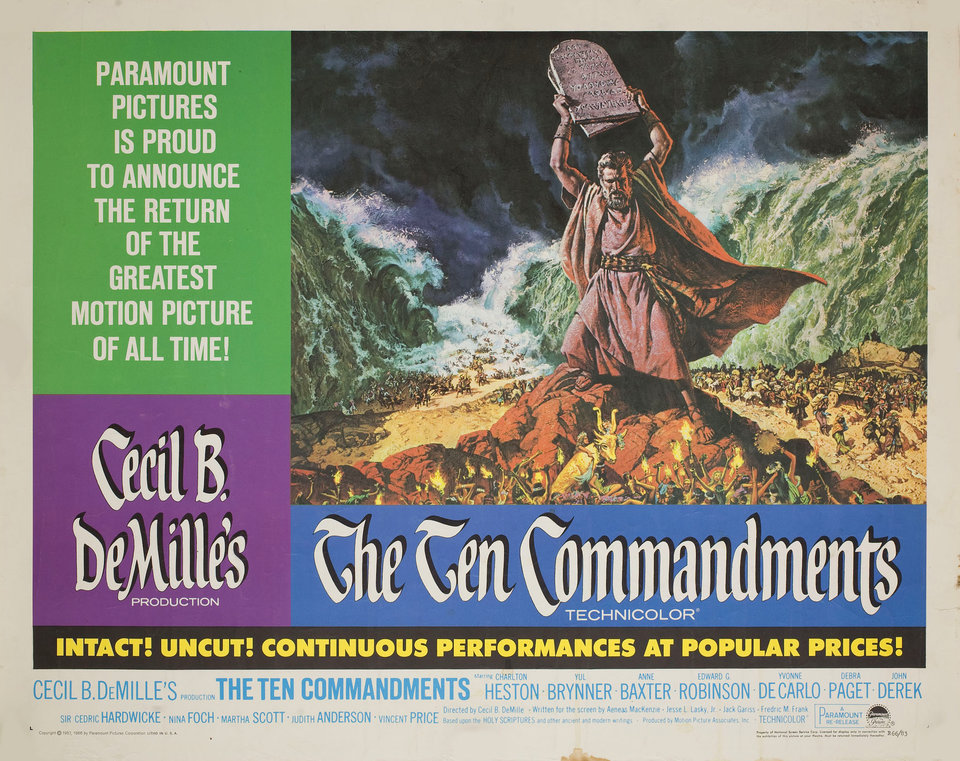 The Ten Commandments Original R1966 U.S. Half Sheet Movie Poster